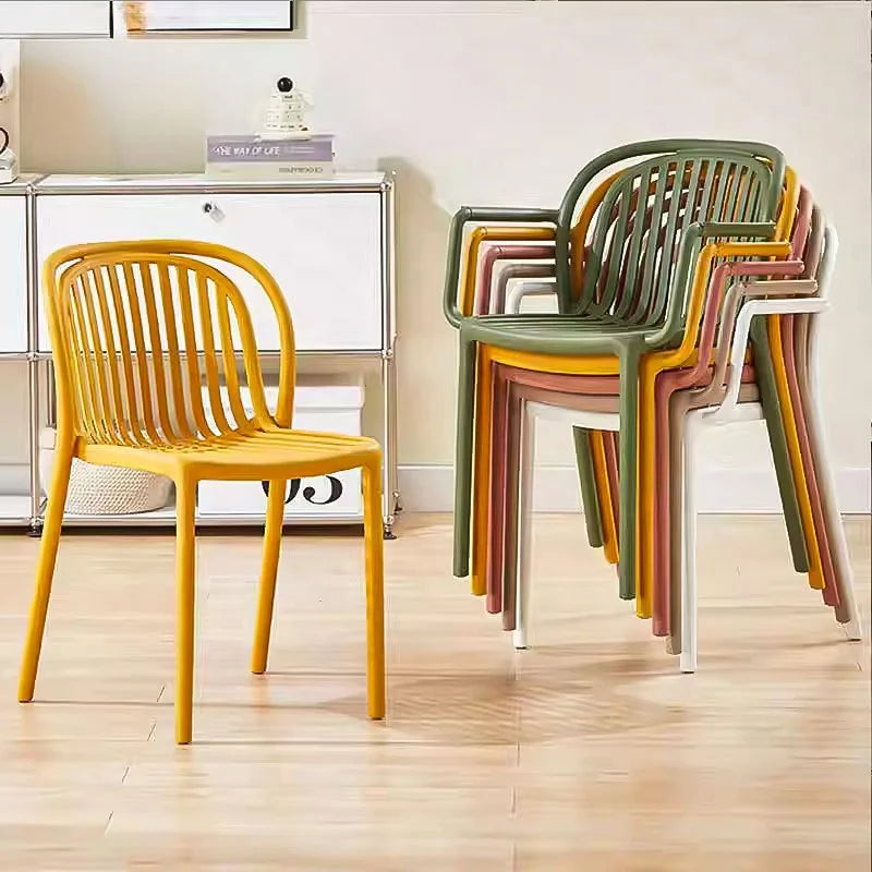 Commercial Plastic Dining Chairs Heavy-Duty PP Stackable-Removable Cooling Minimalist Backrest No-Assembly One-Piece Fast Food