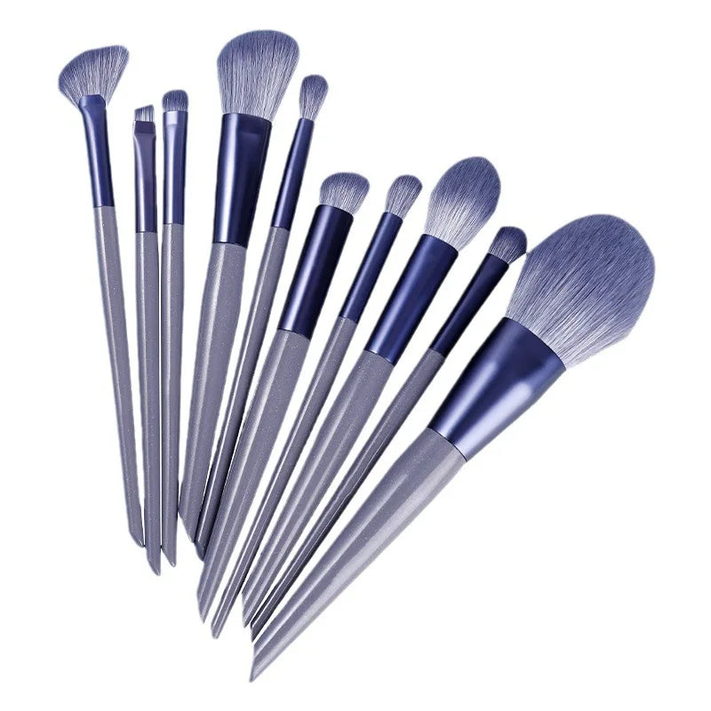 Wholesale 10 Pcs Purple Makeup Brush Set With Storage Bags Bucket Eye Shadow Powder Brushes Portable Beauty Tools