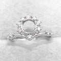 Sterling Silver 6*6mm Semi Mount Ring Empty Frame Blank Support Claw Setting S925 Base Holder Without Center Stone for DIY Inlay