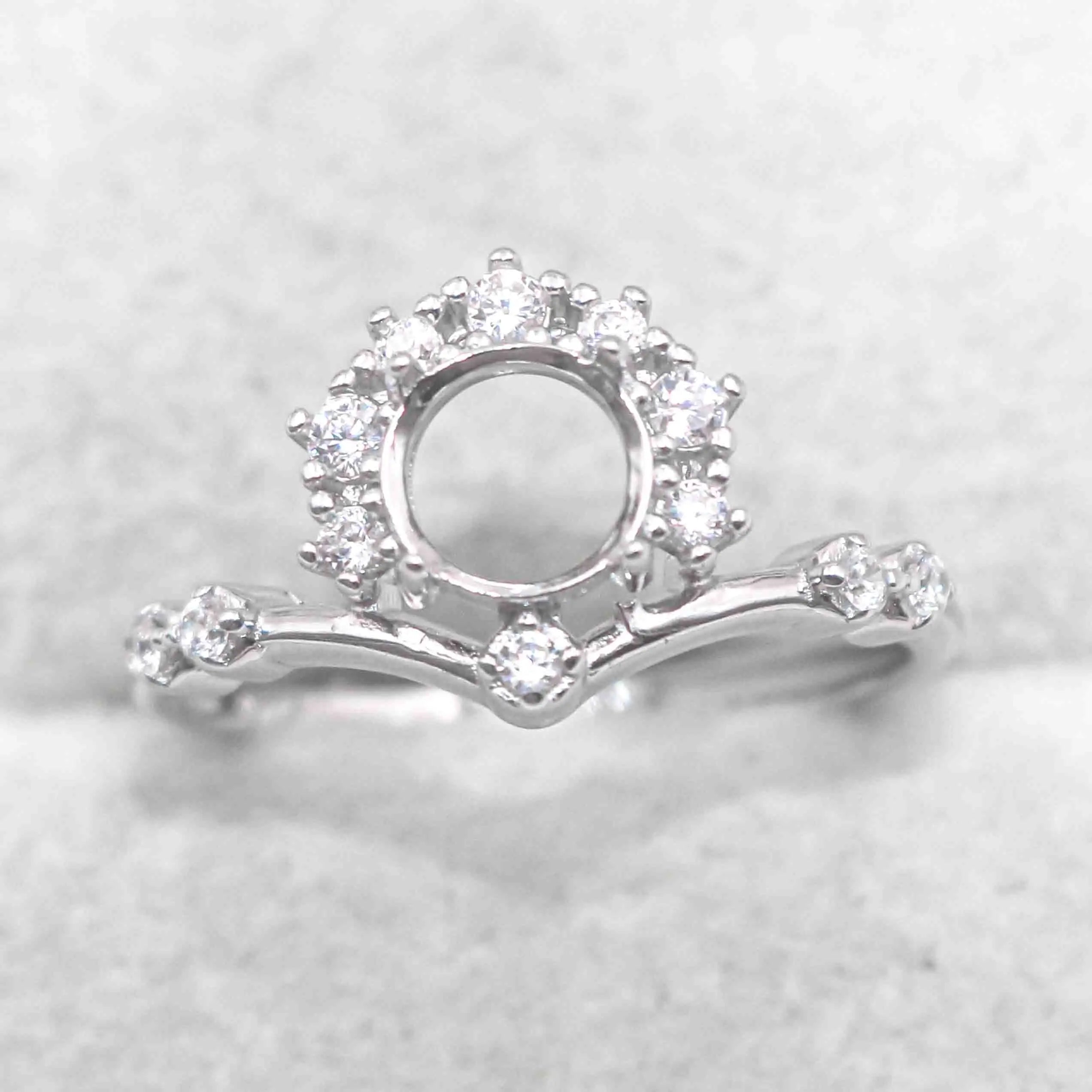 Sterling Silver 6*6mm Semi Mount Ring Empty Frame Blank Support Claw Setting S925 Base Holder Without Center Stone for DIY Inlay