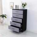 Home Bed Side 5 Drawer Dresser Black Grey Chest of Drawer Metal Five Drawer Chest