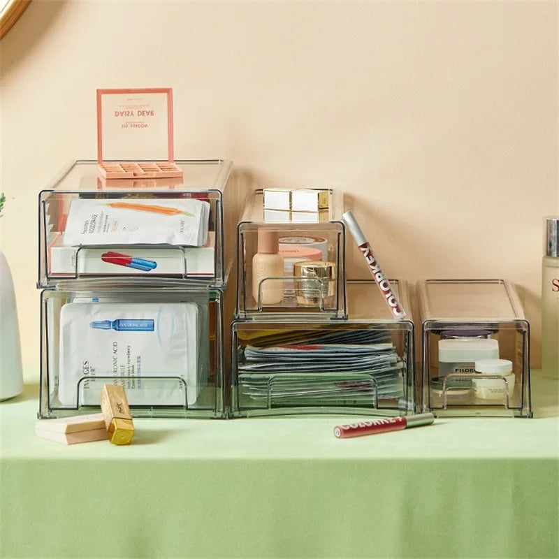 Choice Fun Plastic Portable Acrylic Cosmetic Storage Box Makeup Organizer Transparent Modern Rectangle Shell Plastic Jewelry Box