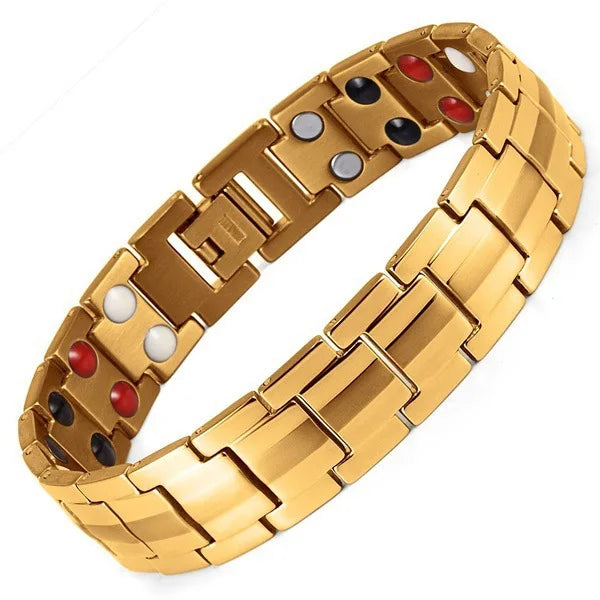 Cross Border Negative Bracelet 15MM Detachable Double Row Magneto Negative Ion Men's Bracelet Alloy Plating