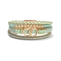 2025 New Boho Style Leather Bracelets Stackable Leather Bracelet Magnetic Clasp Jewelry Gold Beaded Leather Bracelet Women