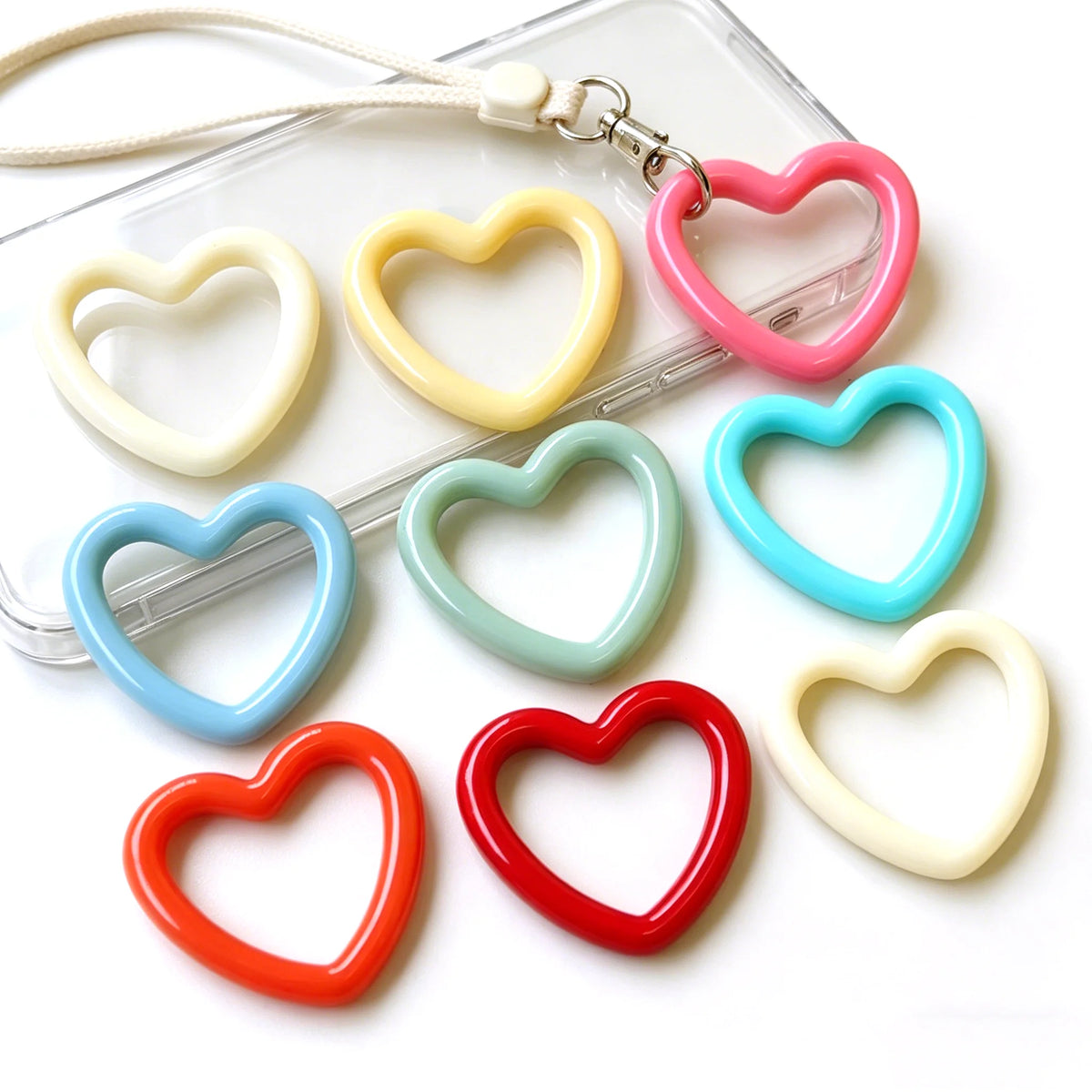 Colorful Heart Ring Macrame Ring Plastic Decorative Heart Ring for Resin Charm Phone Case Rope DIY Earring Jewellery Accessories