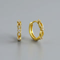 Elegant 925 Sterling Silver Huggie Earrings Ladies Fashion Sparkling Zircon Simple Cut-Out Lace for Gold Trendy Party Gift