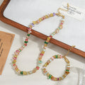 Shescity Trendy Fashion Vacation Style Designer Necklace Bracelet Brass Stone Material Jewelry Set for Summer