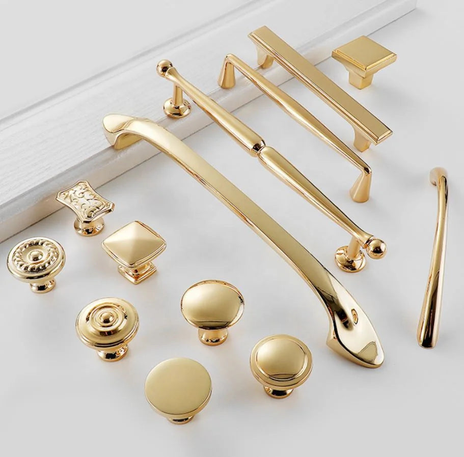Hot Sale Polished Nordic Cupboard Kitchen Cabinet Drawer Brass Handle Gold