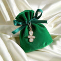 Custom Logo Printed Velvet Jewelry Pouch with Ribbon Drawstrings Container for Rings Necklaces Gems