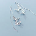 Charm Butterfly Shape Ear Threader Long Chain Hanging 925 Sterling Silver Dangle Drop Earrings Fine Jewelry for Women