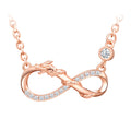 925 Sterling Silver Zircon Dragon Infinity Symbol Pure Silver Necklace Shiny Cute Necklace