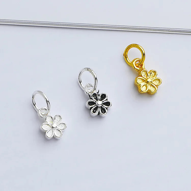 5mm*7.5mm 925 Sterling Silver Gold Plating Small Flower Charm Pendant for Bracelet Necklace Making