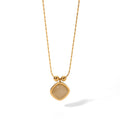 Chris Stainless Steel 18K Gold Plated Classic Link Chain Cat Eyes Square Pendant Necklace Unisex Anniversary Gift