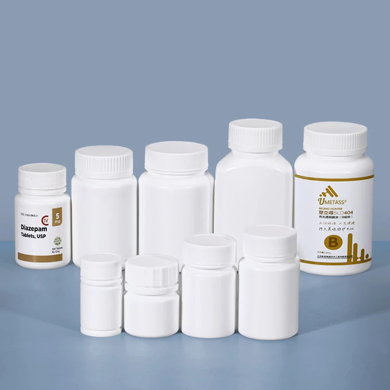20ml-200ml Blank White Empty HDPE Plastic Medicine Pill Bottle for Vitamins Tablets Medical Powder with Customized Logo Label