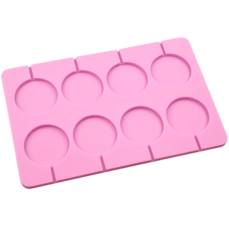 Saffron 8 Cavity Non-Stick Round Silicone Lollipop Mold Handmade Hard Candy Baking Mold From Chinese Manufacturer