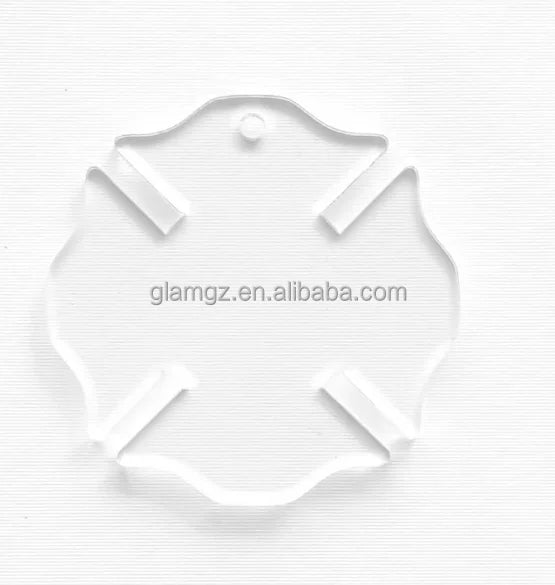Printing Blank Laser Cut Shape Engraving  Firefighter Symbol Clear Acrylic Keychain
