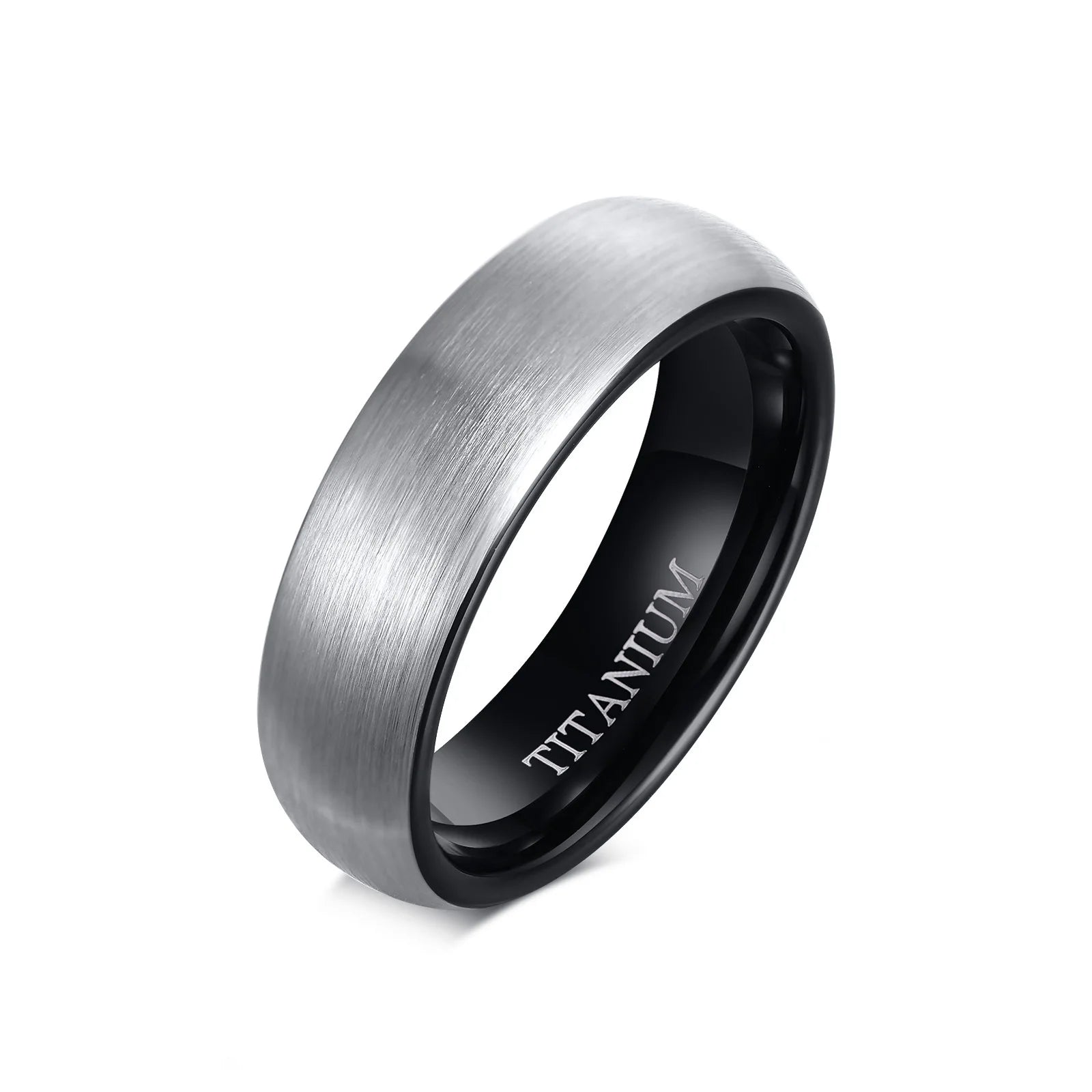 Brushed Effect Mens Band Rings Silver Black Plated Custom Titanium Rings for Man