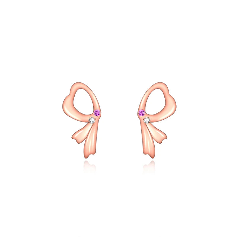 New Design 925 Sterling Silver Gold Plated Jewelry Fine Jewelry Bow Earrings for Girl