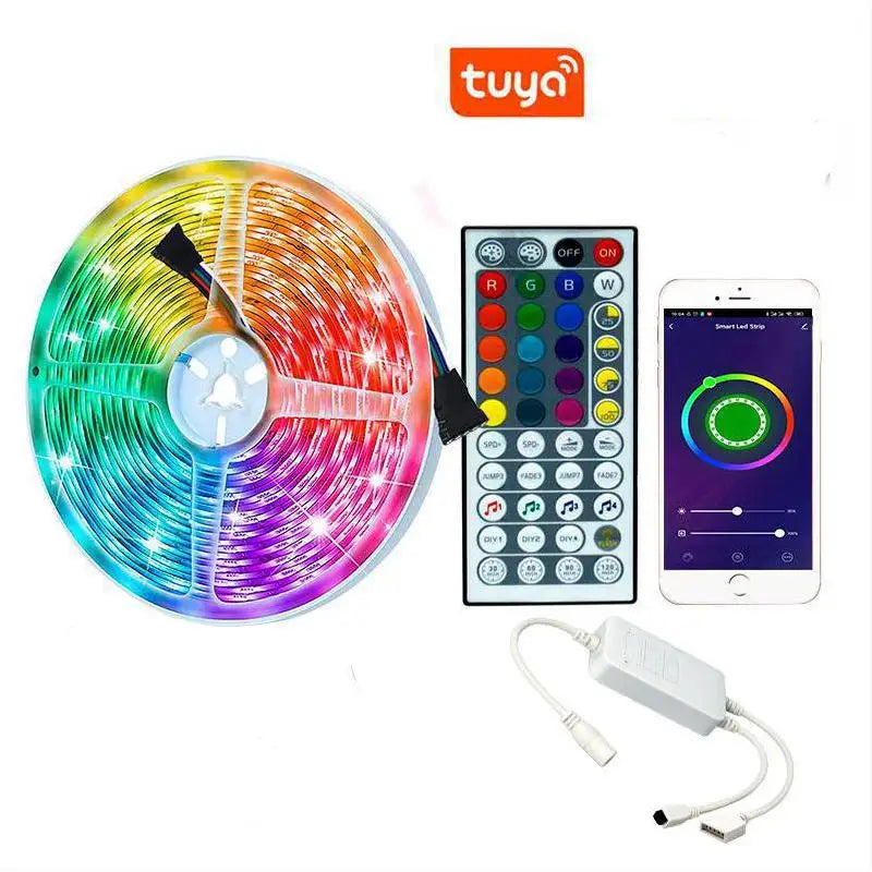 Wifi DC12V/24V 5050 12mm 4-in-1 RGBW Copper LED Strip IP20/IP65 Alexa Google Tuya Voice IR44 Key Control Smart Home Strip Kit