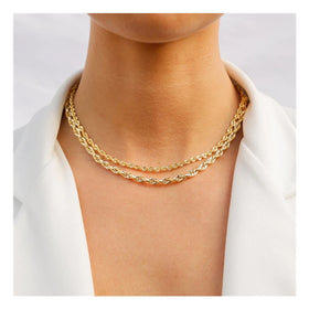 14K Gold Thick Twisted Rope Chain Necklace Personalized Stainless Steel Twisted Choker Necklace for Women Men