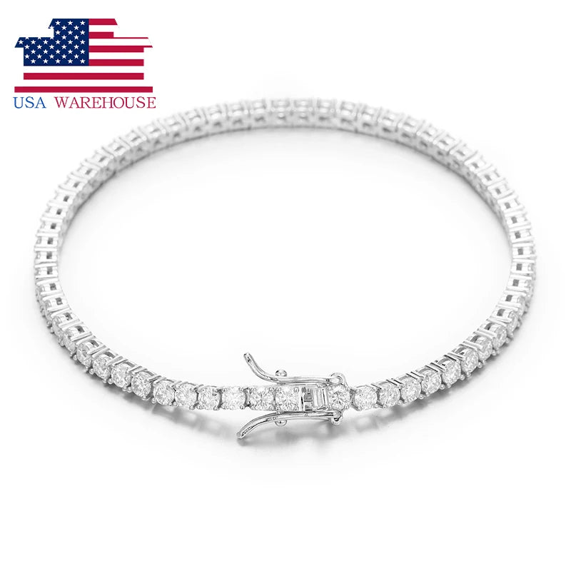 USA Warehouse 3mm VVS Moissanite Tennis Bracelet Hot Sale Womens Jewelry 925 Sterling Silver Diamond Tennis Bracelet