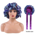 Hair Salon Satin Silk African Print Elastic Strap Satin Nightcap Sleep Hair Bonnets