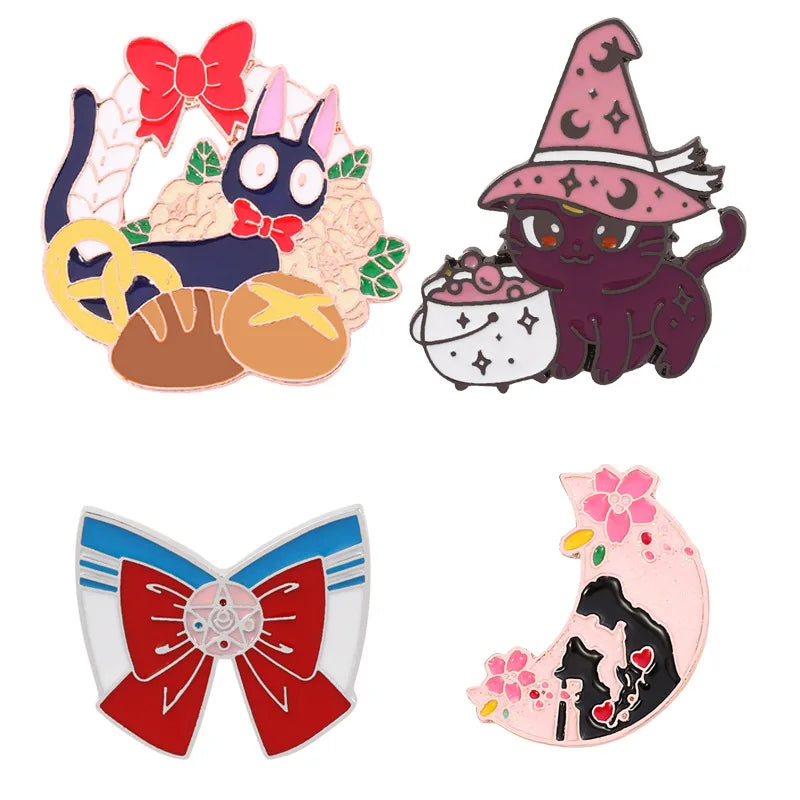 Hard Enamel Cute Guardian Cat Badge Girly Anime Sailor Moon Brooch