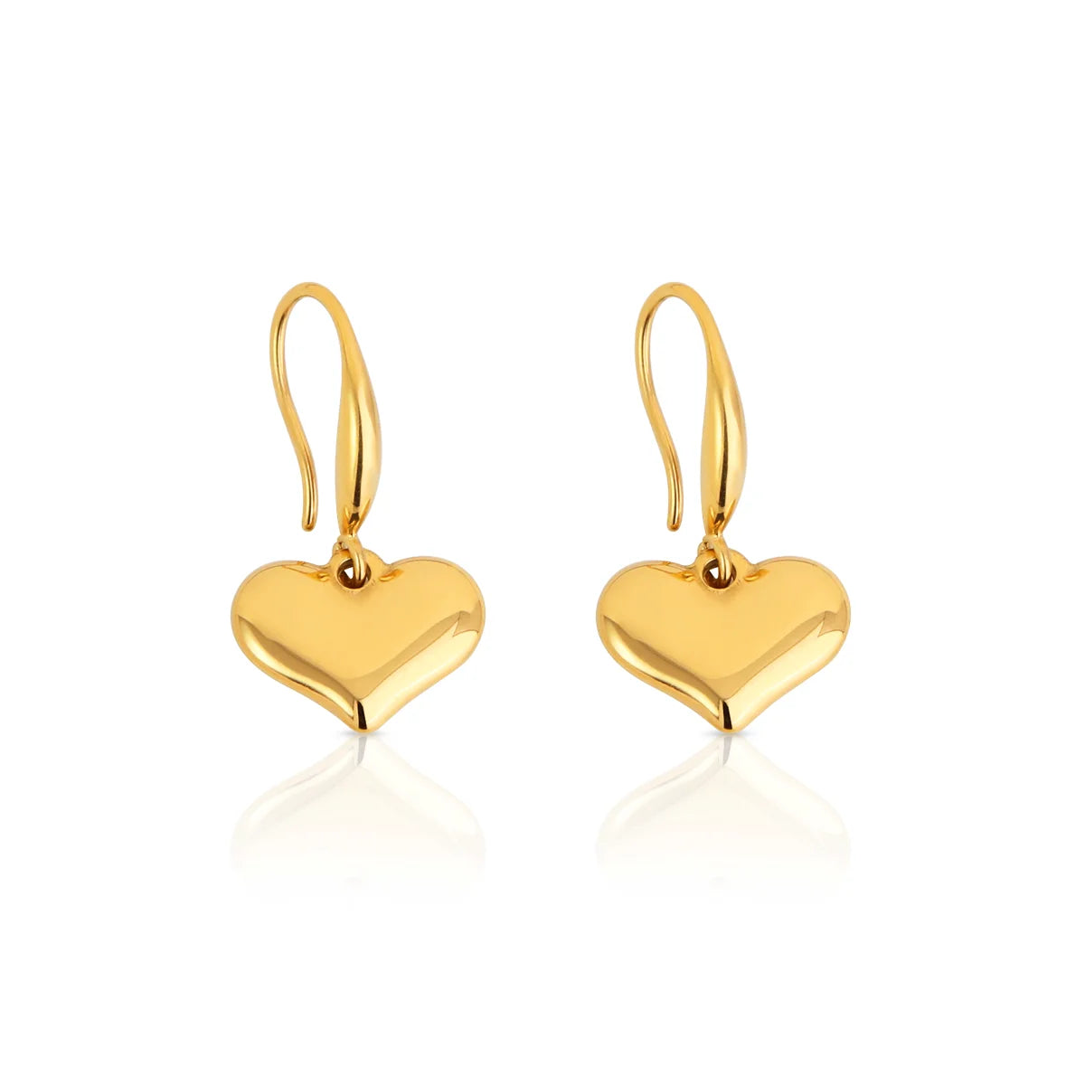 Chris April in Stock Romantic 316L Stainless Steel PVD Gold Plated Hearts Hooks Earring for Women