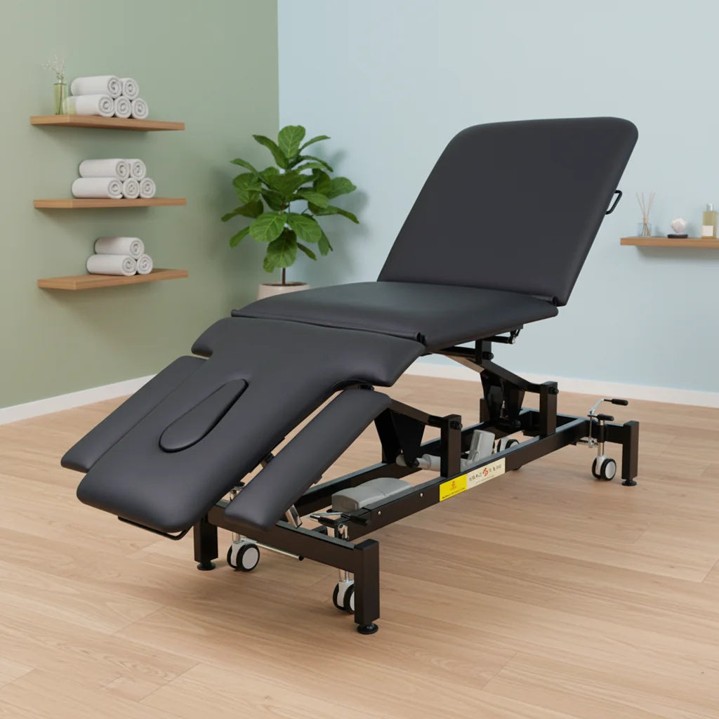 5-Section Electric Beauty Facial Cosmetic Bed Blue Black Acupuncture Massage Table for Outdoor Bedroom Gym School