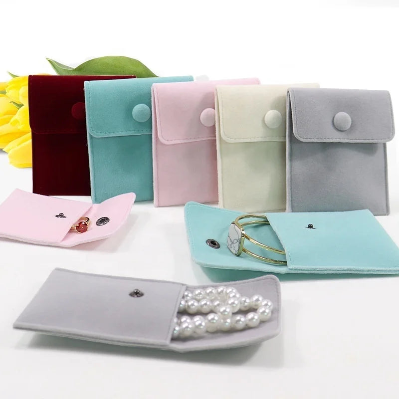 2026 Stock Custom Small 7.0*7.0 cm Luxury Packaging Bag Customized Logo Suede Microfiber Custom Jewelry Pouch for Ear Rings