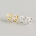 New Arrival 925 Sterling Silver Women's Marquise Zircon Stone CZ Crystal Flower Small Hoop Earrings