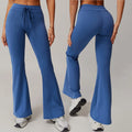 Custom Logo Manufacturer Drawstring High Waist Butt Lift Flare Leg Pants Yoga Fitness Active Bell Bottoms for Women