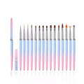 Professional Nail DIY Design Painting Pen Flat Fan Oval Kolinsky Hair Nail Art Brush