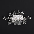 SLBRIDAL Handmade Crystal Rhinestone Pearls Porcelain Flower Bridal Hair Comb Wedding Hair Accessories Bridesmaids Women Jewelry