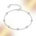 QX Wholesale Fine Jewelry INS Rhodium Plated S925 Silver Heart Zircon Charm Bracelet for Women & Children's Adjustable Gift