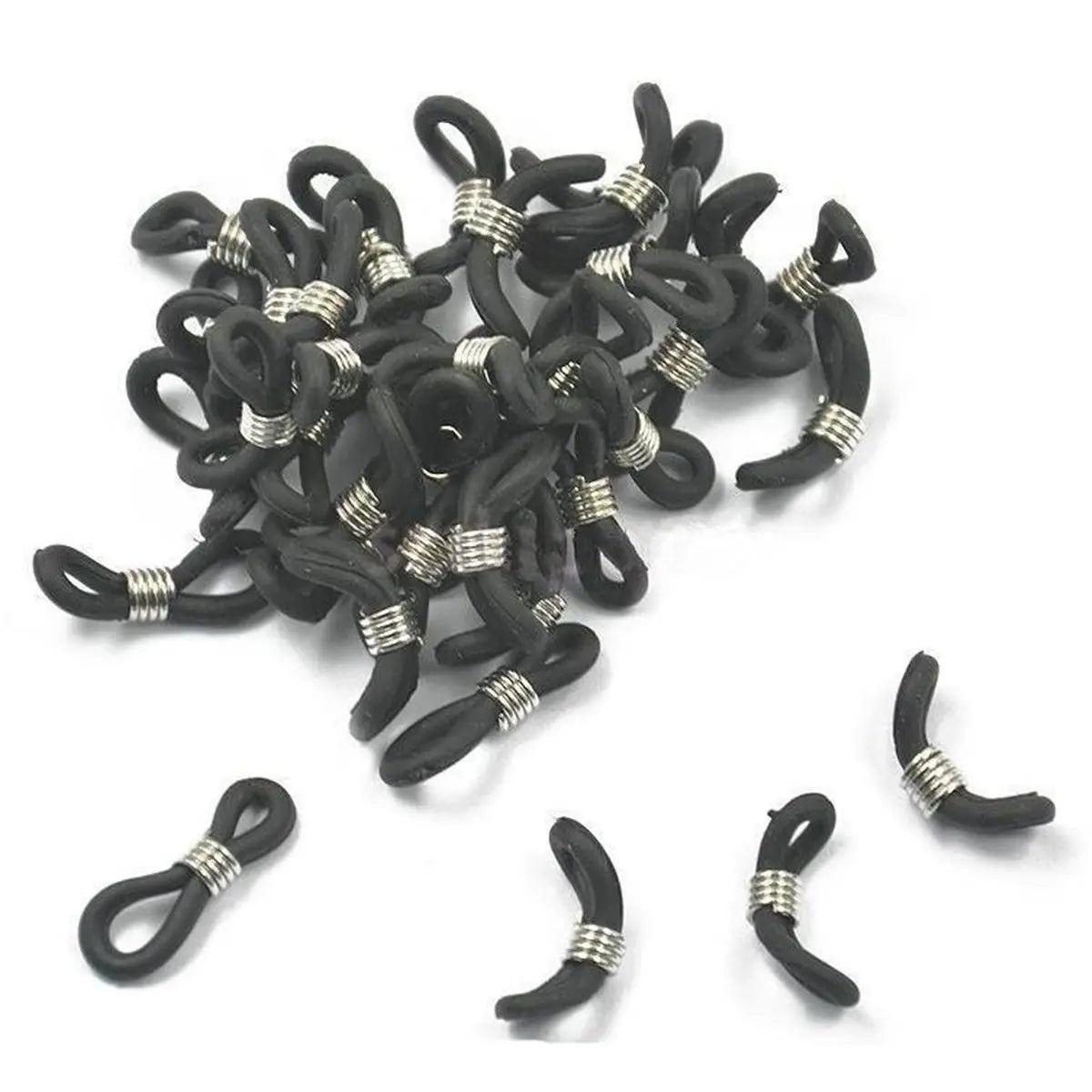 50pcs/Bag Eyeglass Chain Ends Adjustable Spring Rubber Ends Connectors for Eye Glasses Holder Necklace Chain
