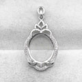 Sterling Silver 14*16mm Semi Mount Pendant Empty Frame Blank Support Setting S925 Base Holder Without Center Stone for DIY Inlay