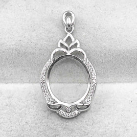 Sterling Silver 14*16mm Semi Mount Pendant Empty Frame Blank Support Setting S925 Base Holder Without Center Stone for DIY Inlay