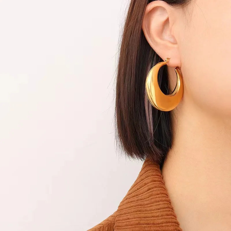 MICCI Wholesale 18K Gold Plated Stainless Steel Jewelry Chunky Hoop Earrings for Women