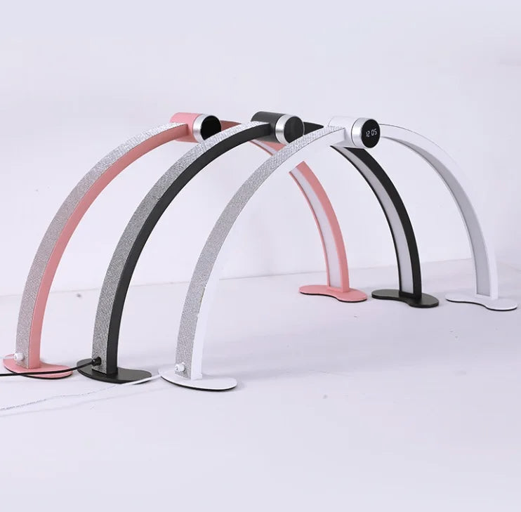 New Free Custom Logo LED Desktop Half Moon Lamp with Time Display Rhinestones Desktop Arch Ring Led Fill-in Lamp Half Moon Light