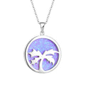 925 Sterling Silver Synthetic Blue Fire Opal Hawaiian Style Coconut Palm Tree Pendant Necklace