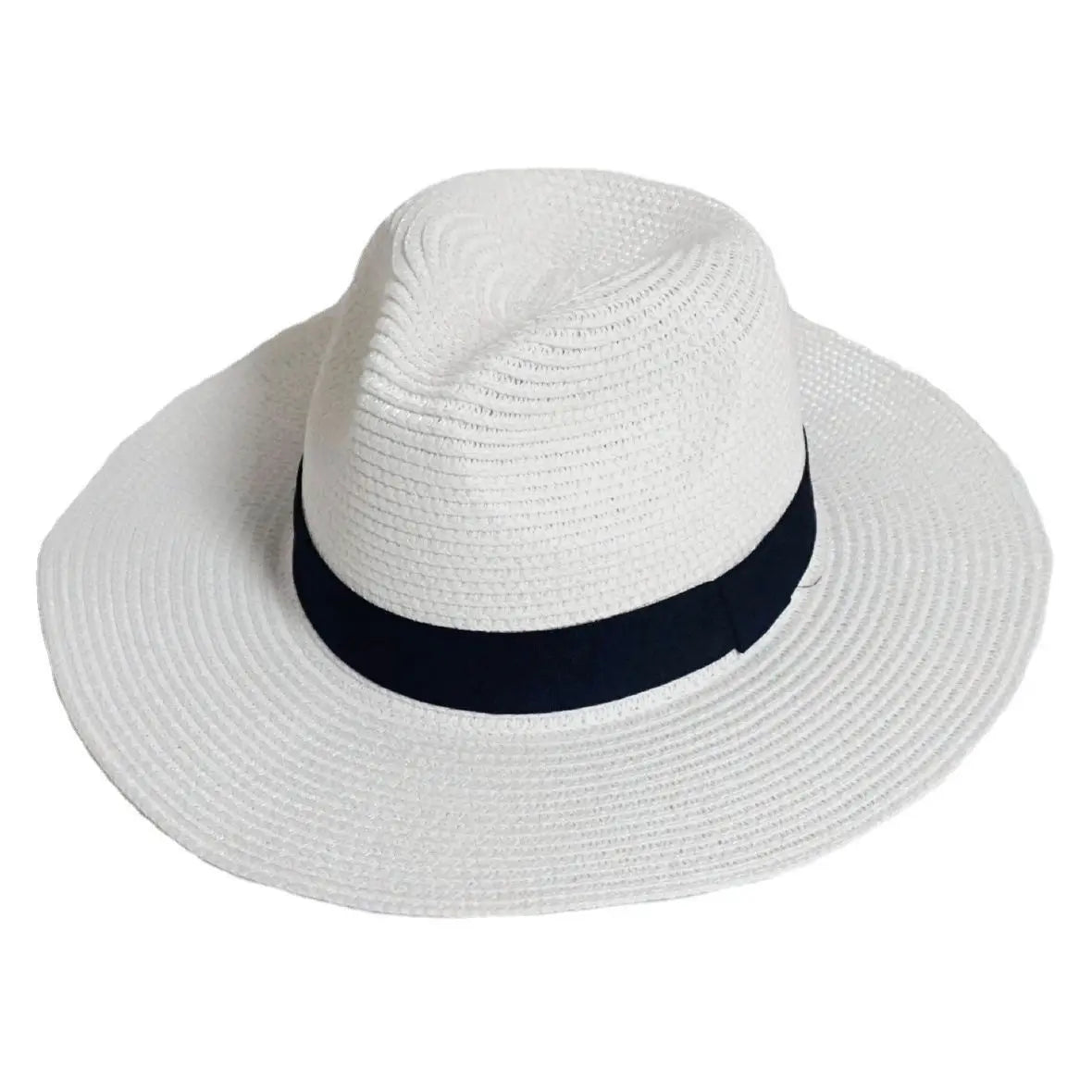 The Latest Wholesale Retro Trend Simple Design Sense of British Sun Protection White Panama Braid Hat
