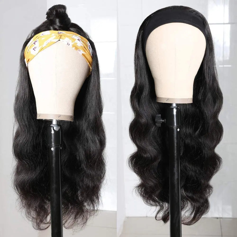 Wholesale Non-Remy Chinese Hair Lace Front Headband Wig Natural Wave & Straight Styles 180% Density Long Length Black Women