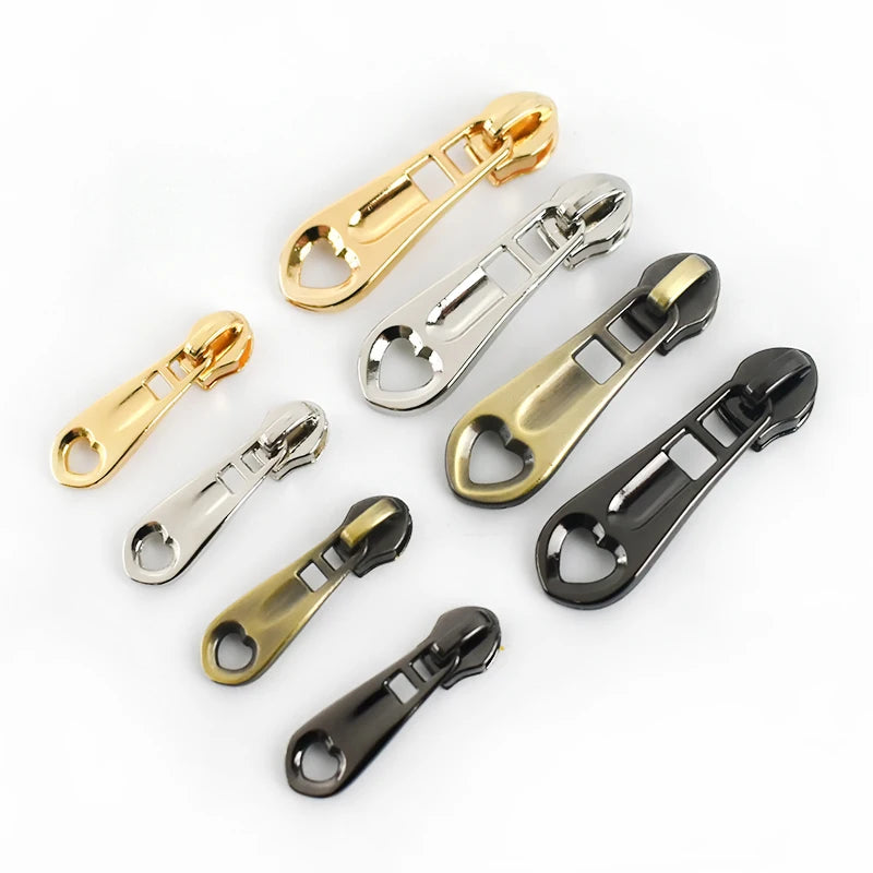 For Deepeel ZT169 Heart-Shaped Metal Zipper Slider 3#5# Clothing Sewing Accessories for Nylon Zippers and Puller