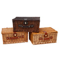 Large Insulated Cooler Compartment Wicker Picnic Basket Set for 4 Persons Willow Hamper for Travel Kits
