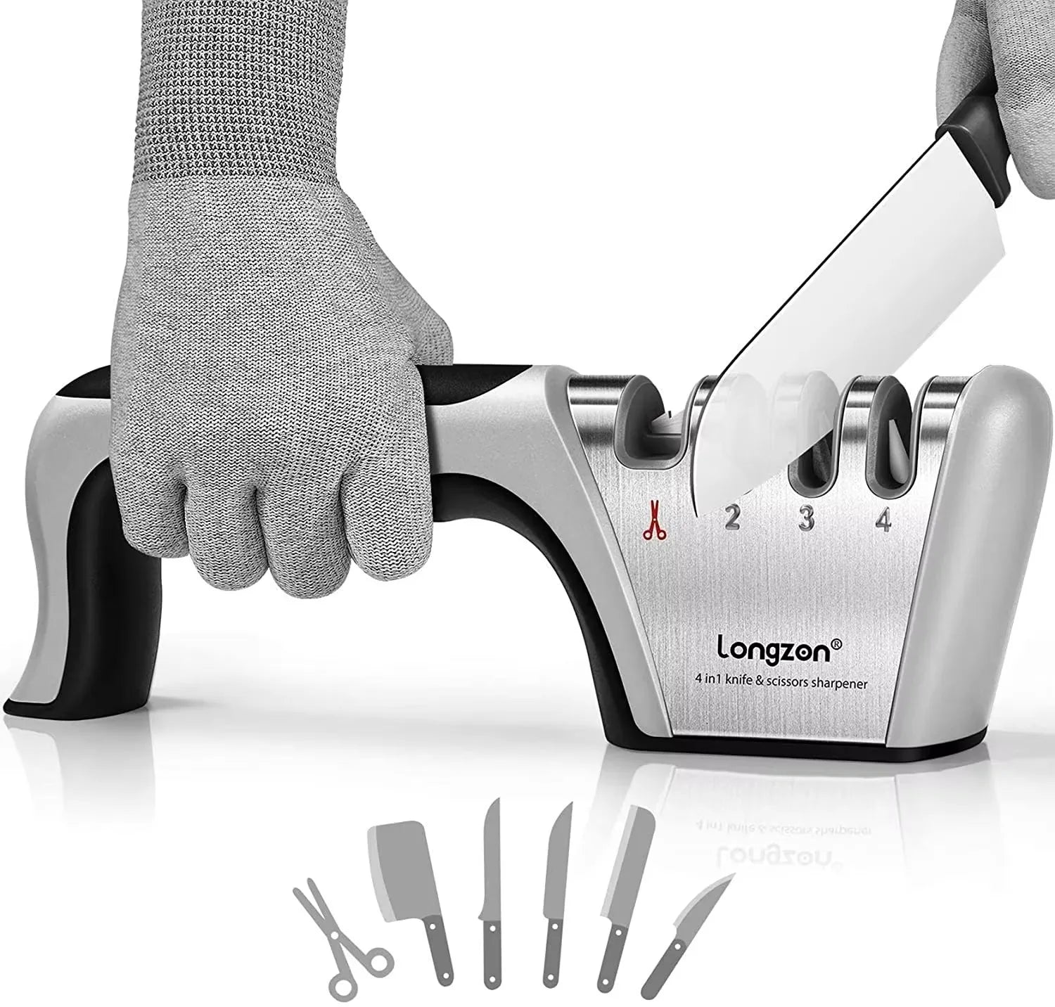 Professional 4-Slot Knife Sharpener Kit  Chef's Choice Manual Sharpening System Precision Angles for Kitchen Chef Knives