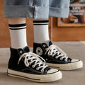 OEM Mid Crew Socks Unisex Stripe Design Customizable Logo Anti-Bacterial Breathable Cotton Bamboo Fiber Casual Fall Spring