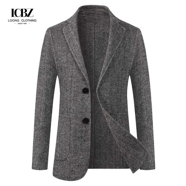 Classic Herringbone Cashmere Motorcycle Jacket Stand Autumn Winter Double-sided Casual Short Punk Style Breathable Windproof