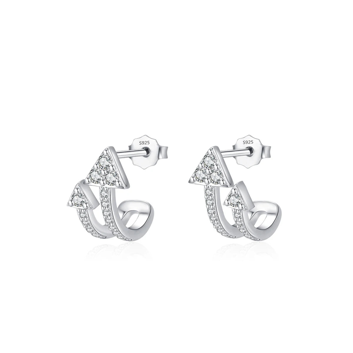 Hot Selling Double Arrow Stud Earrings S925 Sterling Silver Zircon Stud Earring for Woman