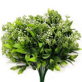 Artificial Milan Flower Plants Plastic Greenery Grass Fern Leaves Stems Bulk Bush for Home Garden Party Office Wedding DIY Decor